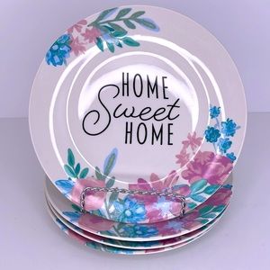 Set of 4 Royal Norfolk Spring FlowerHome Sweet Home  Plates 7.5"